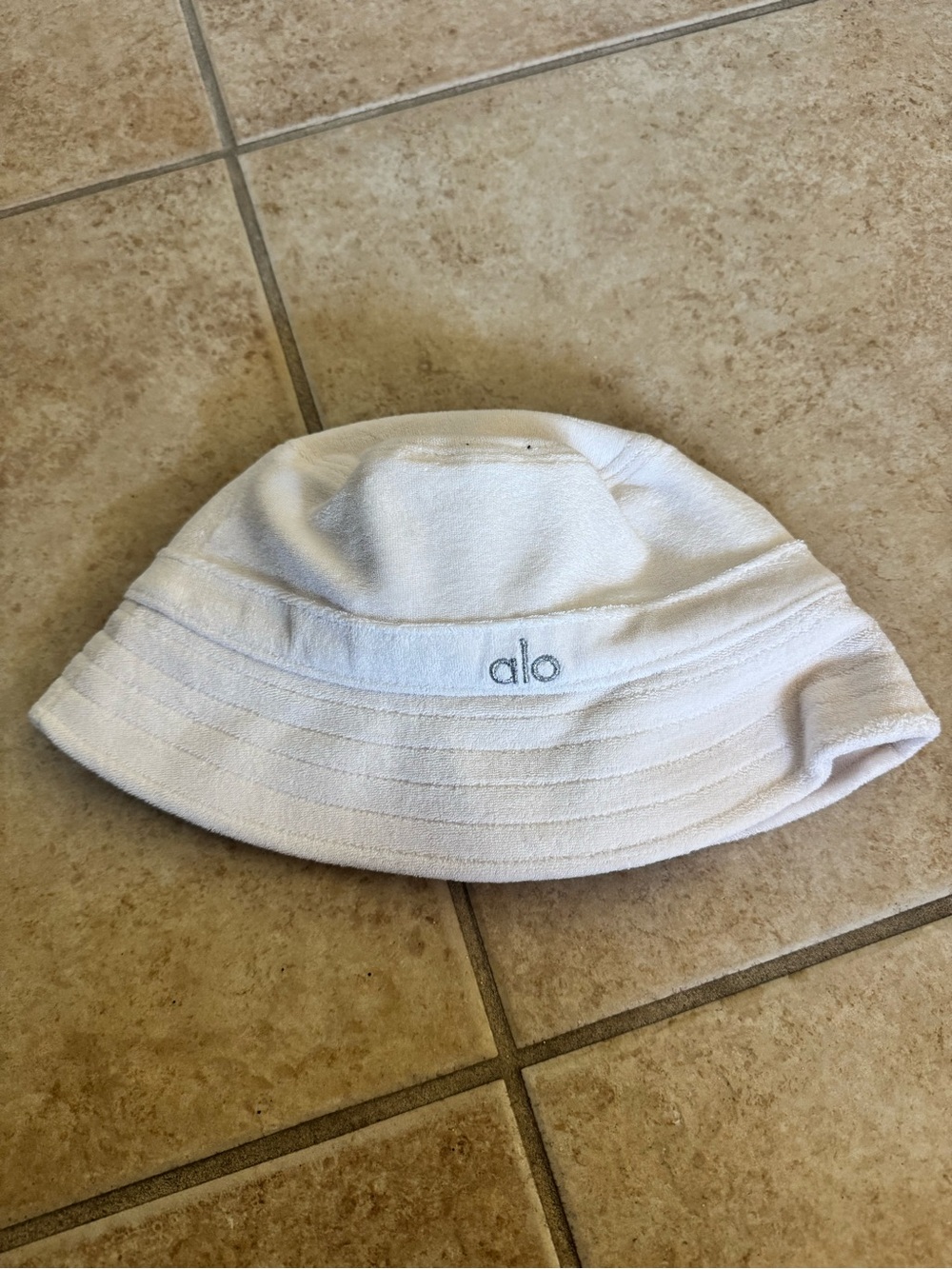 Alo Yoga White Towel Bucket Hat